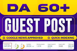 do 10 guest posts da 60 websites with SEO dofollow backlinks