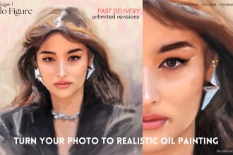 turn your photo to realistic digital oil painting