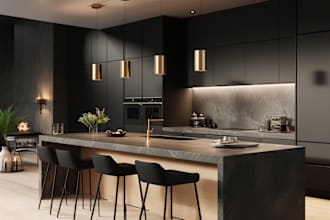 design kitchen and bath interior and realistic 3d rendering