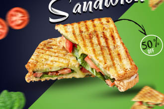design posters like food design posters and social media posts and brand posts