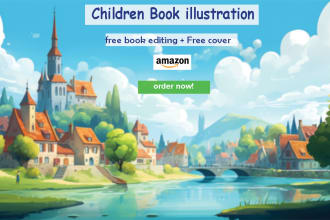 draw children story book illustrations, children book cover