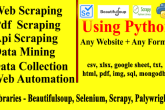 do web scraping, pdf scraping using python for static and dynamic website