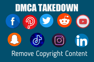 remove content on instagram, tiktok, youtube, facebook,reddit,twitter under dmca
