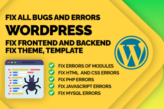 help fix all bugs and errors wordpress, fix frontend and backend, fix template