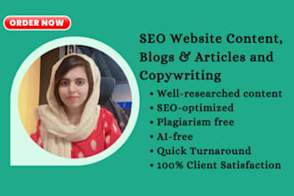 write SEO website content, blogs, and copy for you