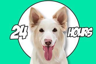 turn your dogs or any pet into vector cartoon portrait in 24 hours