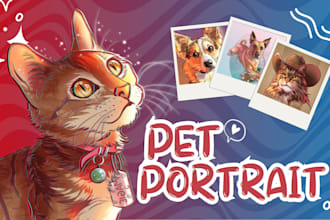 draw a cartoon portrait of your pet dog or cat
