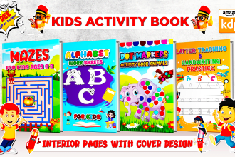 create kids activity book, workbook and interior pages for amazon KDP