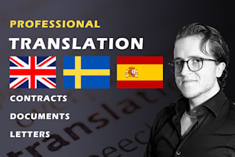 translate to swedish, spanish and english