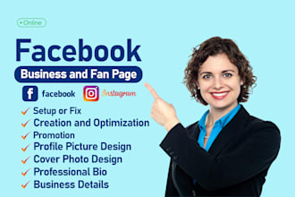 setup or fix facebook business page and fan page