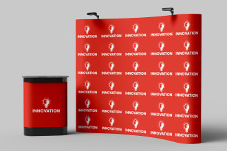 design exhibition backdrop, step and repeat, rollup banner or trade show booth