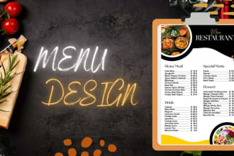 design editable restaurant menu, food menu, and digital menu