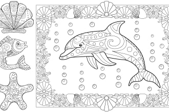 create a vector ornaments coloring page for adults
