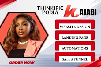 website design kajabi funnel thinkific podia online course landing page