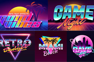 make 80s retro logo designs with neon sign chrome effects futuristic synthwave