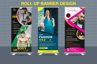 design a professional rollup, retractable, x stand banner