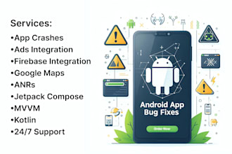 fix bugs or reskin your android app kotlin, java jetpack compose