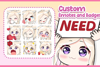 create cute custom emojis or badges for twitch, youtube, kick and discord stream