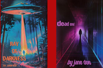 design 1980s retro book cover for kdp or self publishing, crime thriller, scifi