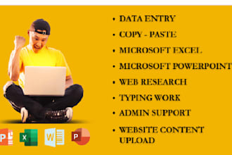 do accurate data entry, excel tasks, web research, and PPT