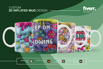 3d inflated awesome custom mug design