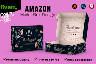 design amazon mailer box, gift  box, product packaging labels with 3d mockup