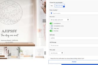 setup shopify personalize sky star map in teeinblue customily customall pod