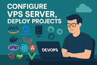 configure your vps server, deploy php, laravel, node, react, vue projects