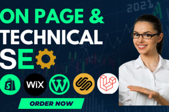 do on page and technical SEO for shopify wix wordpress squarespace websties