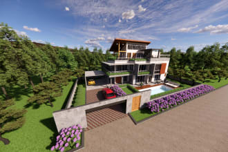 build sketch up revit 3d model and make realistic render
