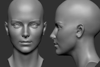 design 3d face, head, 3d bust, 3d helmet model with texturing for 3d printing