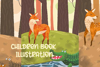 draw custom children book illustration with vibrant colors