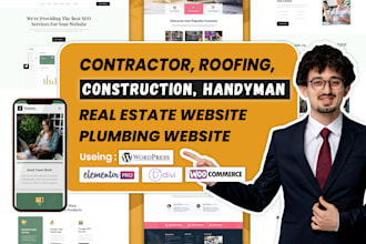 design contractor, real estate, roofing,handyman, construction, plumbing website