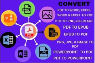 do professional data entry, convert PDF to epub, word