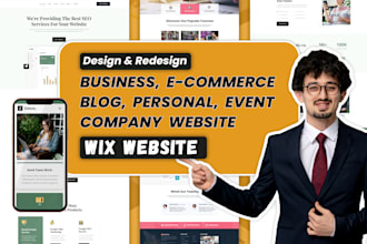 design, redesign business, ecommerce, blog, company, personal, event wix website