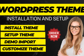 install theme, setup, demo import and full customization of any wordpess themes