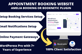 install booknetic or amelia booking plugin, design appointment booking website