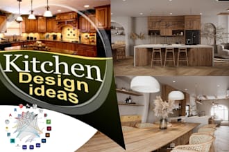do your kitchen interior  3d model and  3d rendering