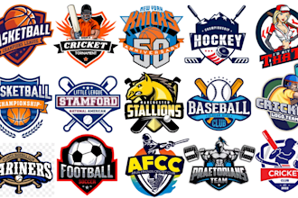 design cricket, hockey, baseball, basketball, football and sports logo