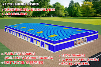 design steel building with detail fabrication drawings