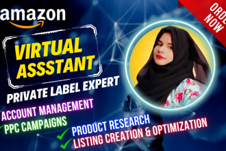 be your amazon private label virtual assistant and amazon seller central, fba VA