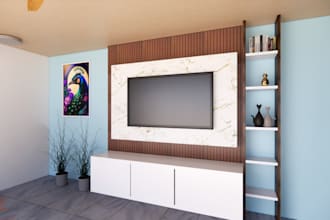 design tv unit with real time rendering