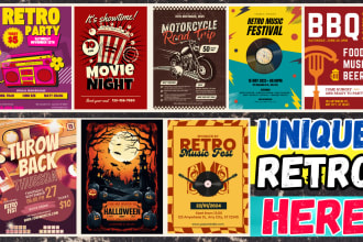 design attractive retro vintage music festival, party, event poster or flyer