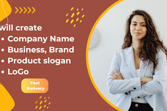 create business name, company name, slogan and blog posts