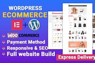 build ecommerce wordpress woocommerce website with elementor page builder