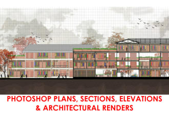 do architectural rendering, plan, elevation in photoshop