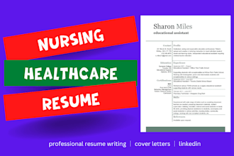 provide nursing resume healthcare resume and cover letter writing service