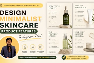 design minimalist skincare product features instagram post