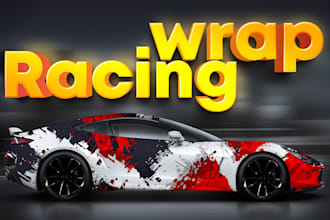 create attractive racing car wrap, sports car wrap, rally car wrap livery wrap