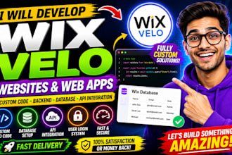develop wix velo website with custom backend functionality and apis
